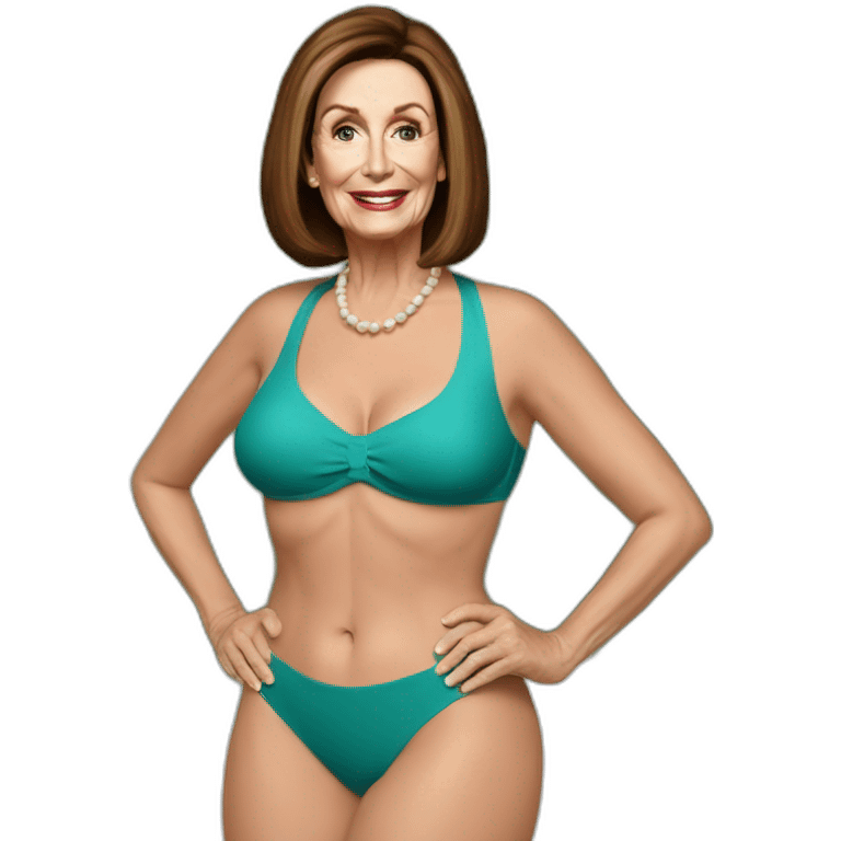 Nancy Pelosi posing in swimsuit emoji