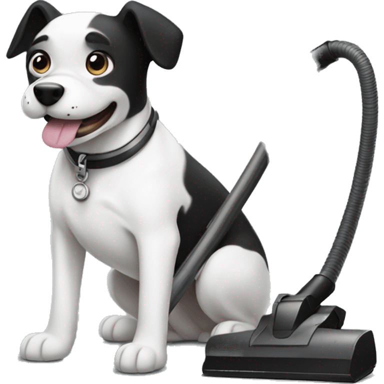 black and white dog vacuum emoji