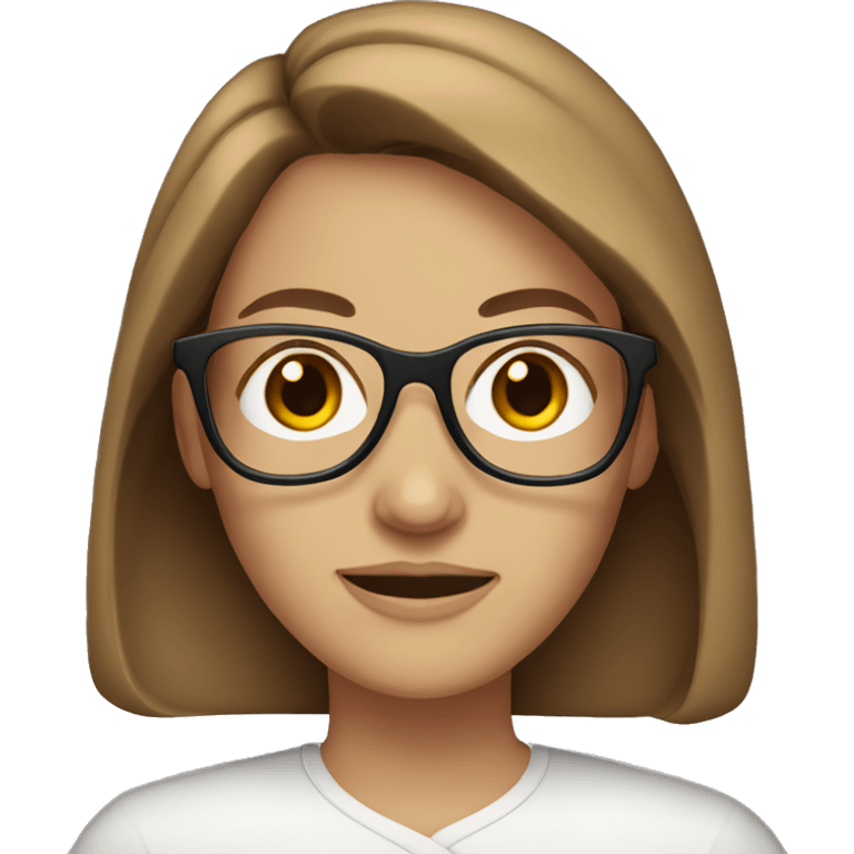 white woman with brown hair and glasses emoji