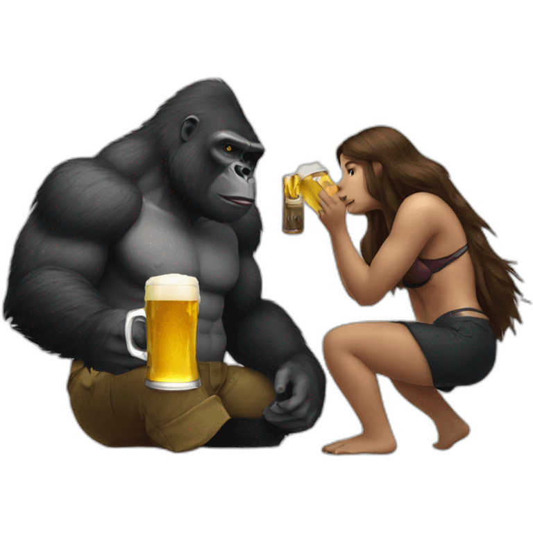 Buff Gorilla drinking beer with a girl emoji