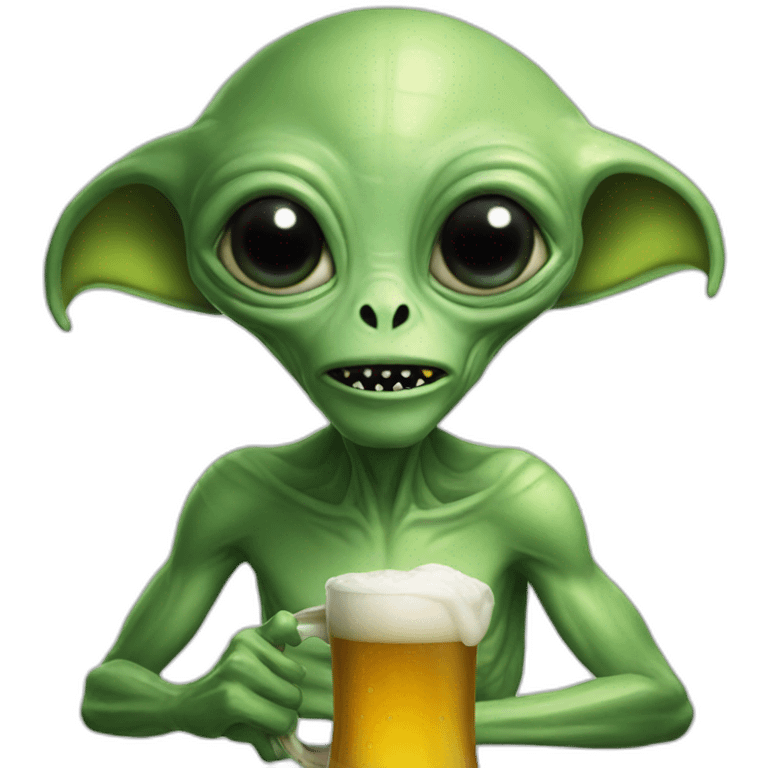 alien drinking beer emoji