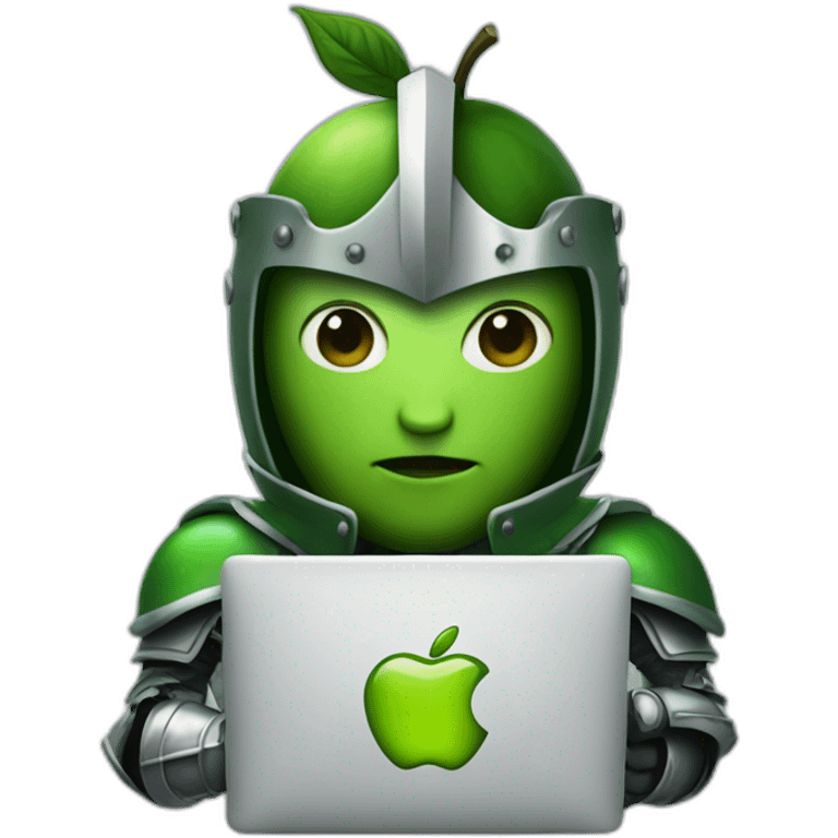 greeen apple knight? holding laptop emoji