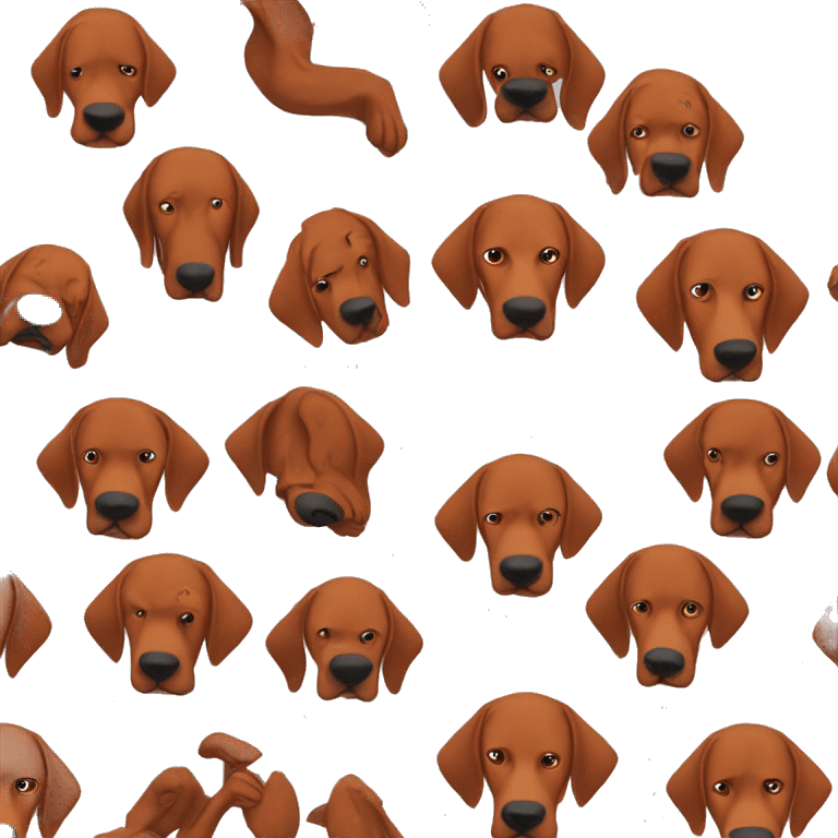 Redbone coonhound dog with anxiety emoji