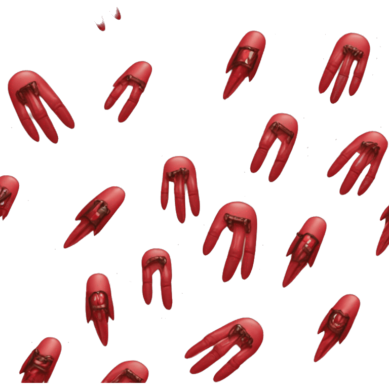 bony fingers adorned with elongated red-colored stiletto nails emoji