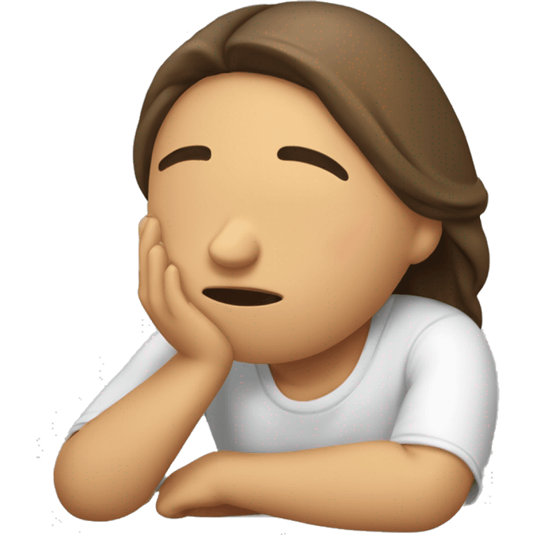 mujer castaña piel blanca durmiendo llorando emoji