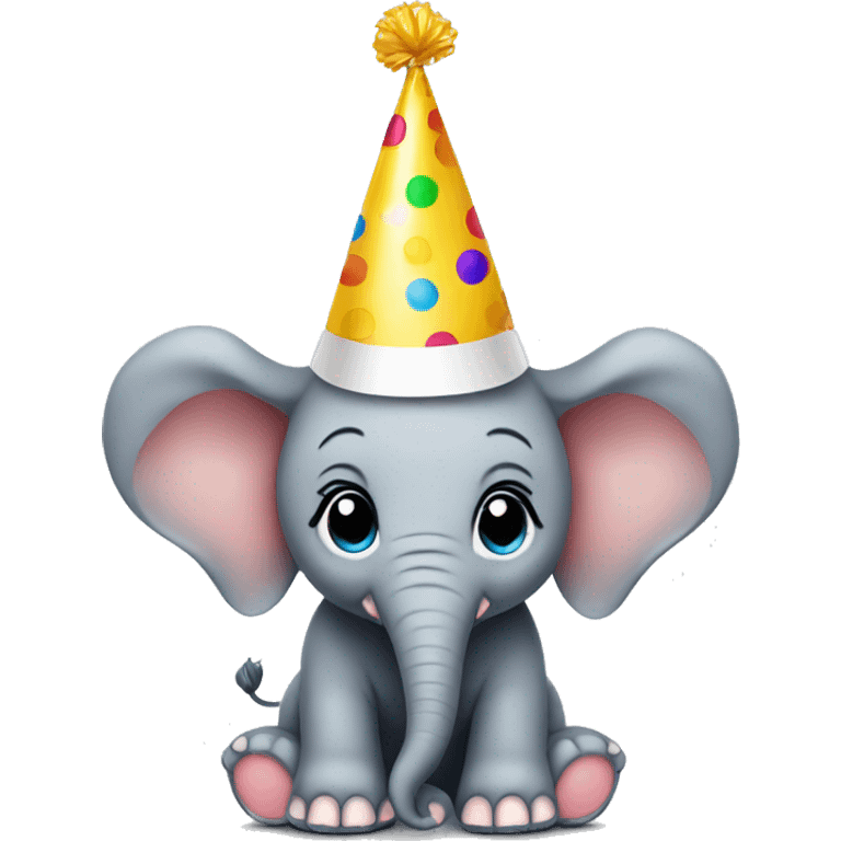 Baby elephant with a party hat emoji