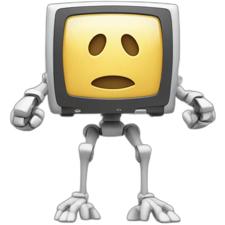 Anthropomorphic computer with a face, arms and legs doing something random emoji