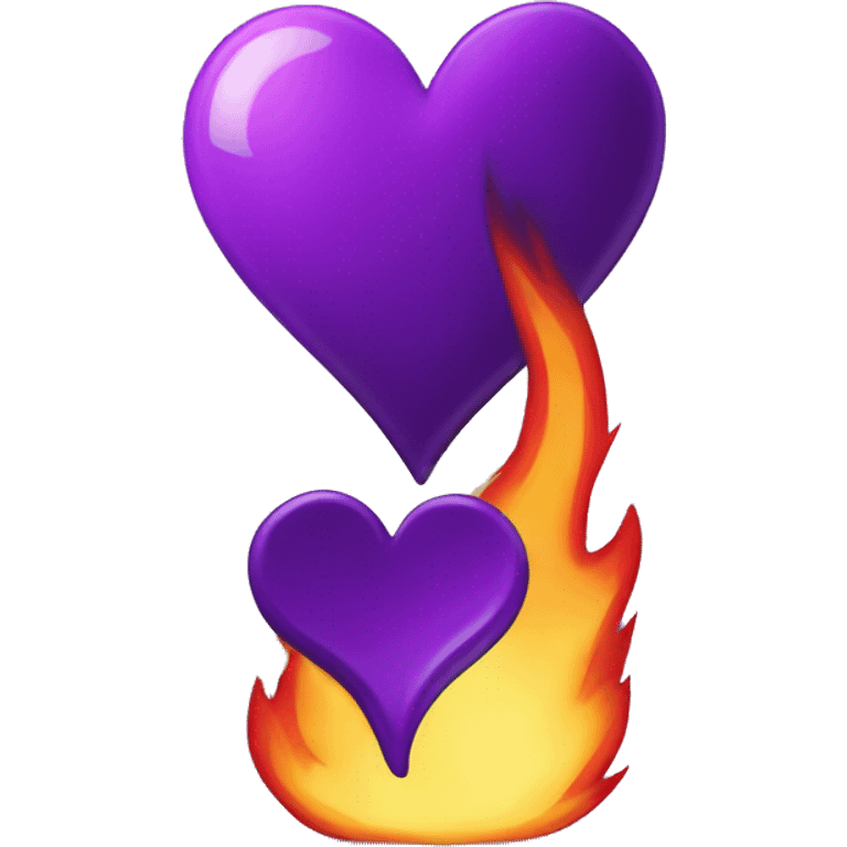 Purple heart broken with fire emoji