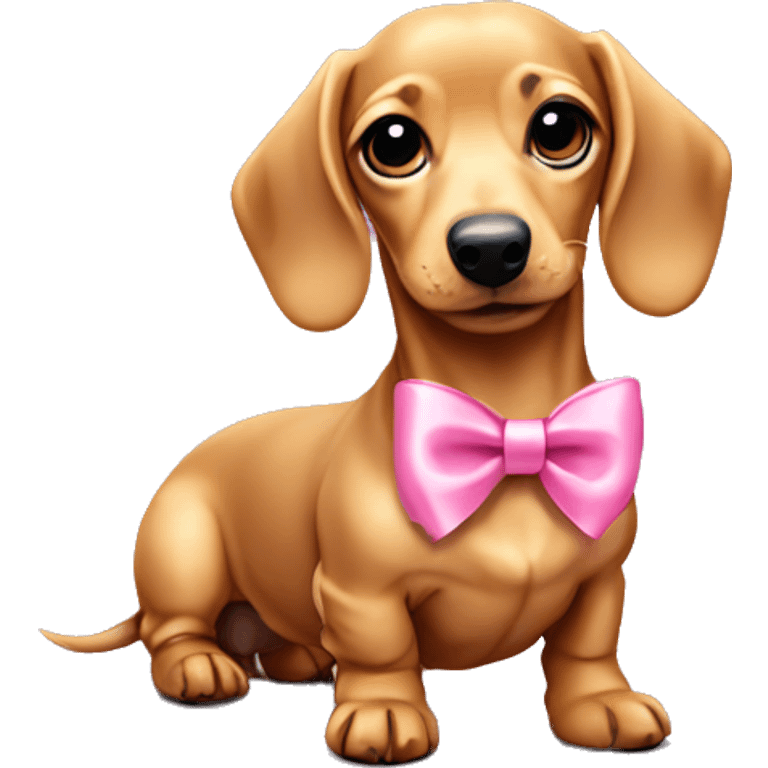 Blonde dachshund puppy with pink bow emoji