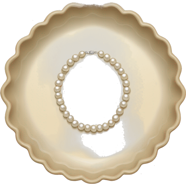 Beige scalloped tray with pearl necklace  emoji