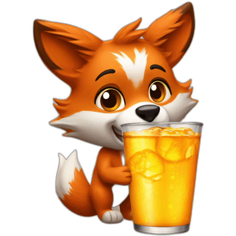 Little foxy drinking energy drink emoji