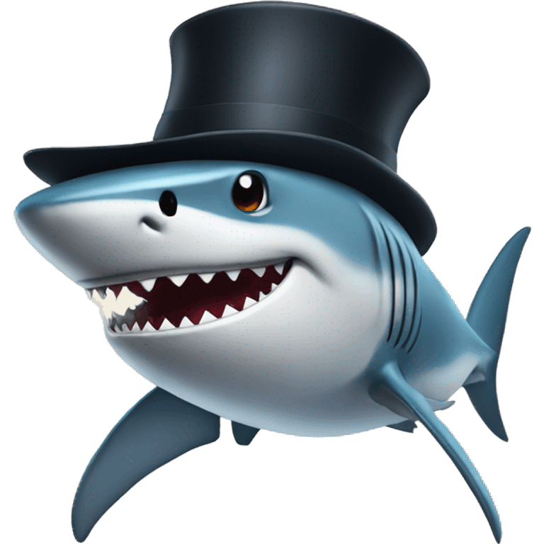 Shark with a top hat emoji