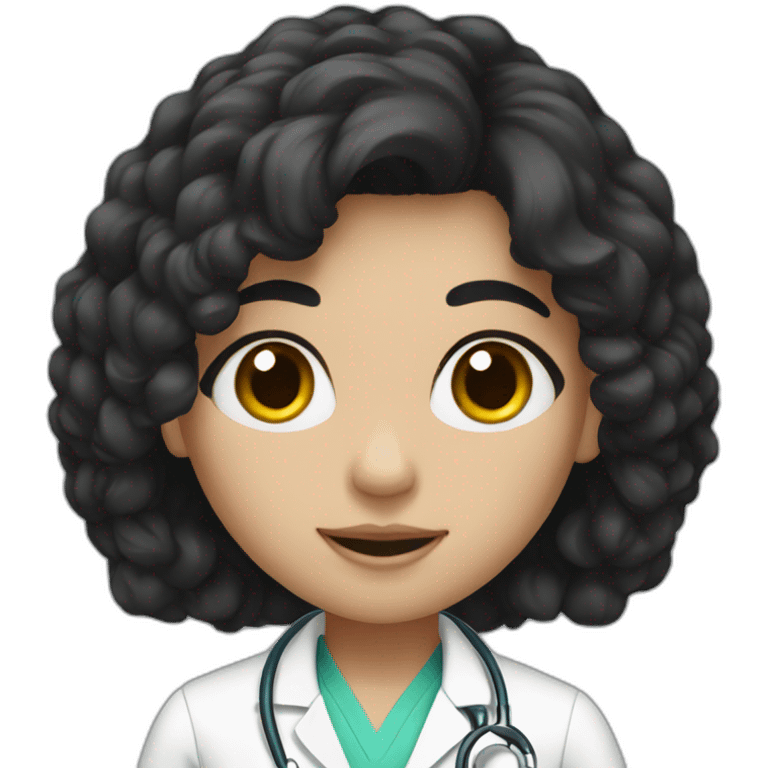 doctor, black hair, girl, white skin emoji