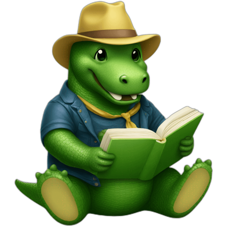 party alligatorgummy bear reading a book emoji