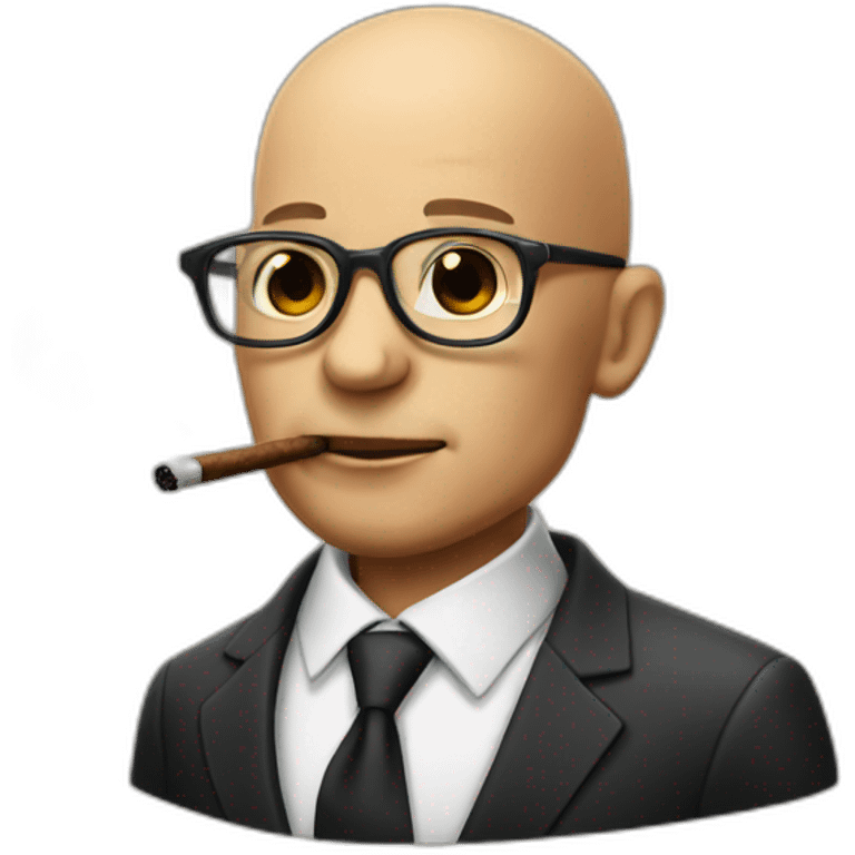 bald head with suit smoking cigar glasses  emoji