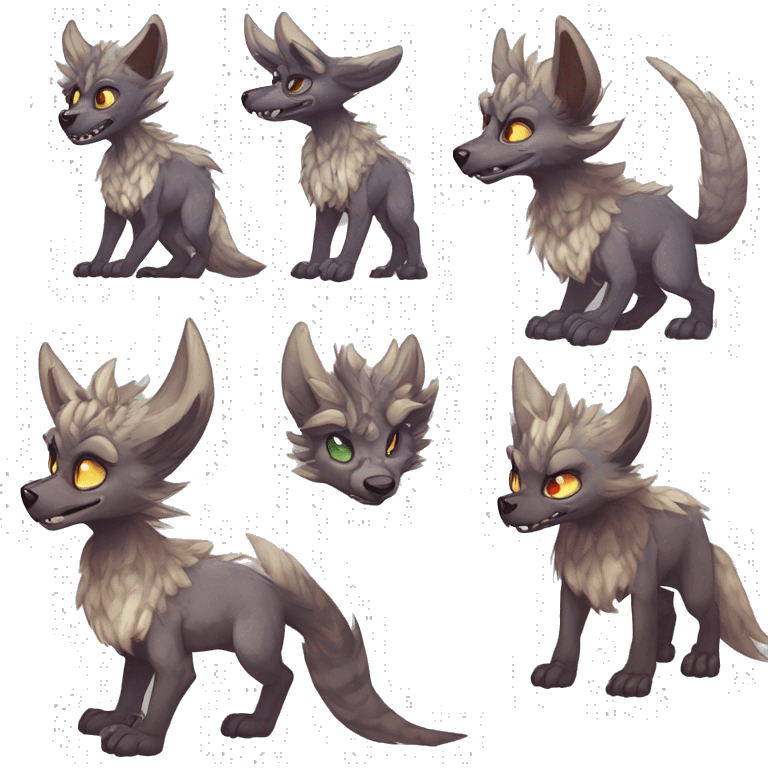 Cute Protogen-vernid-sergal-wickerbeast-fantasy-animal-fursona griffsnuff & LiLaiRa & Falvie full body emoji