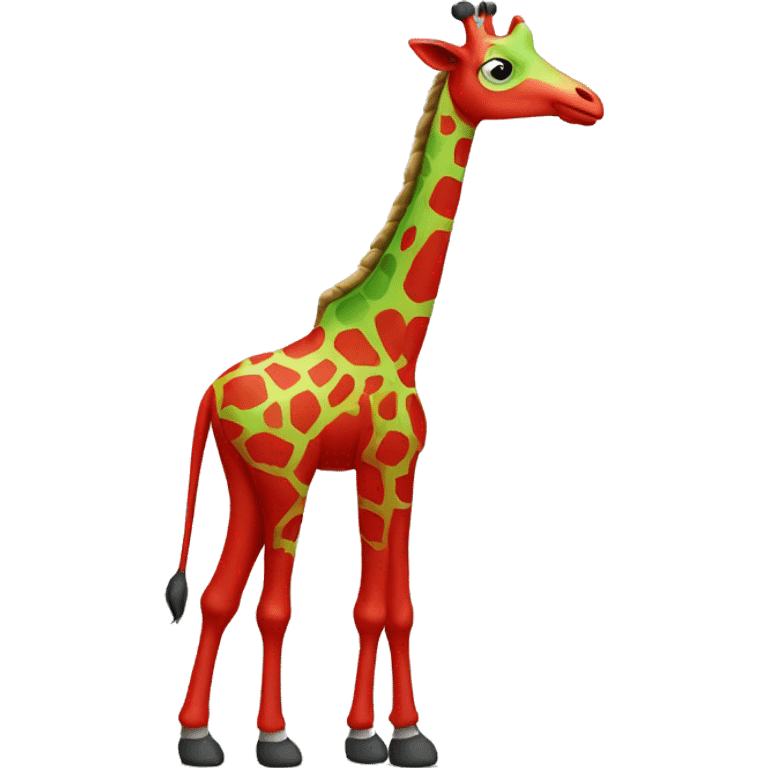 Green giraffe in red pants emoji