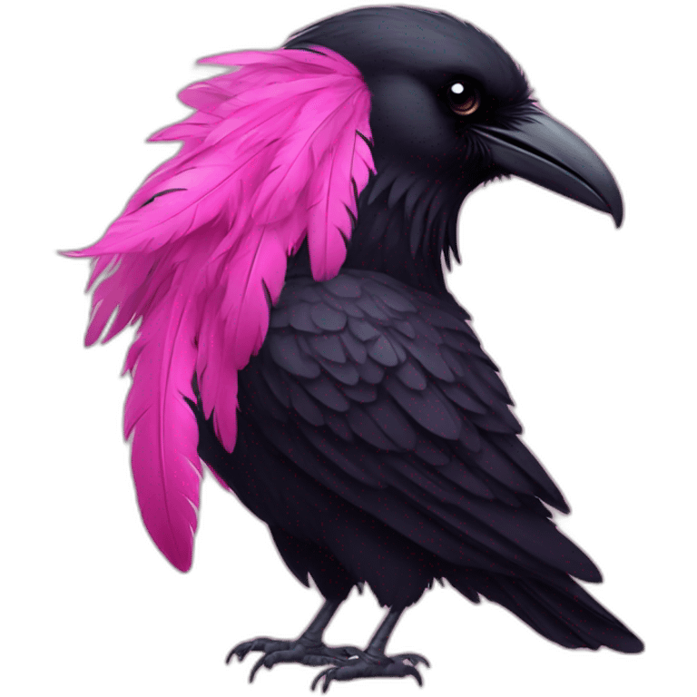 Raven with pink feathers emoji