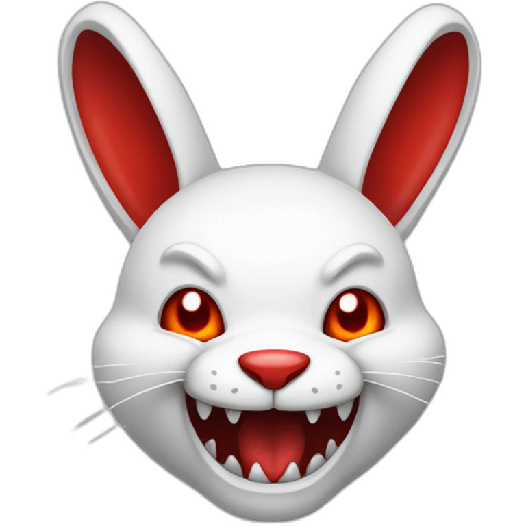 evil white rabbit with sharp fangs with red around mouth emoji