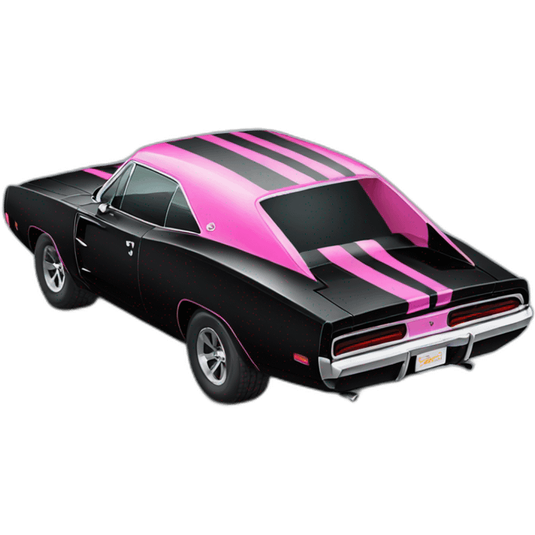 Black Dodge charger with pink stripes emoji