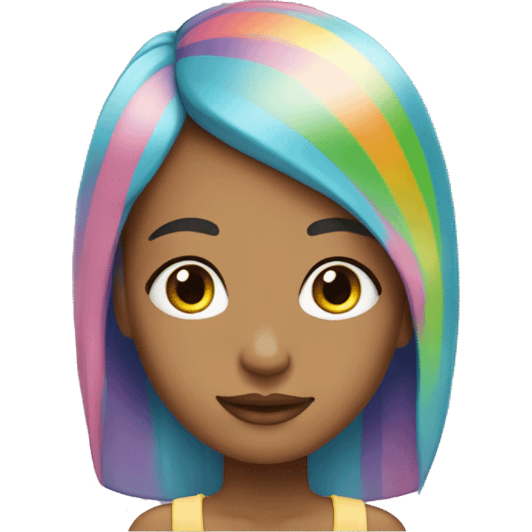 Gen X girl with long straight pastel rainbow hair emoji