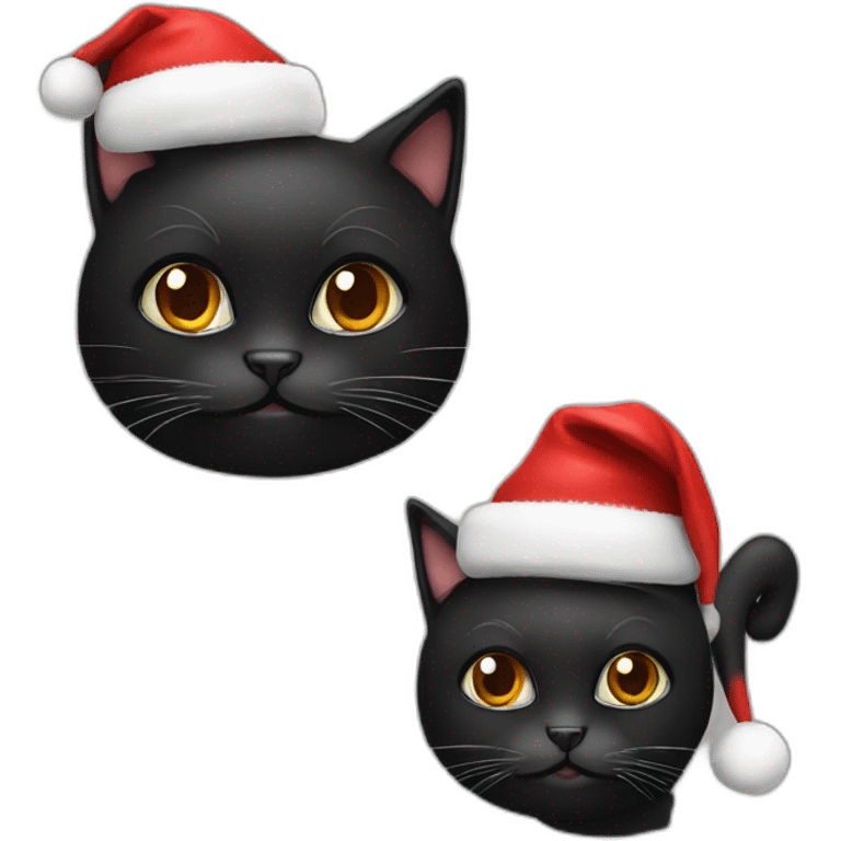 black cat wearing santa hat emoji