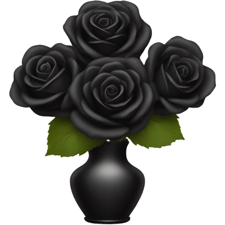 Black rose bouquet in vase emoji