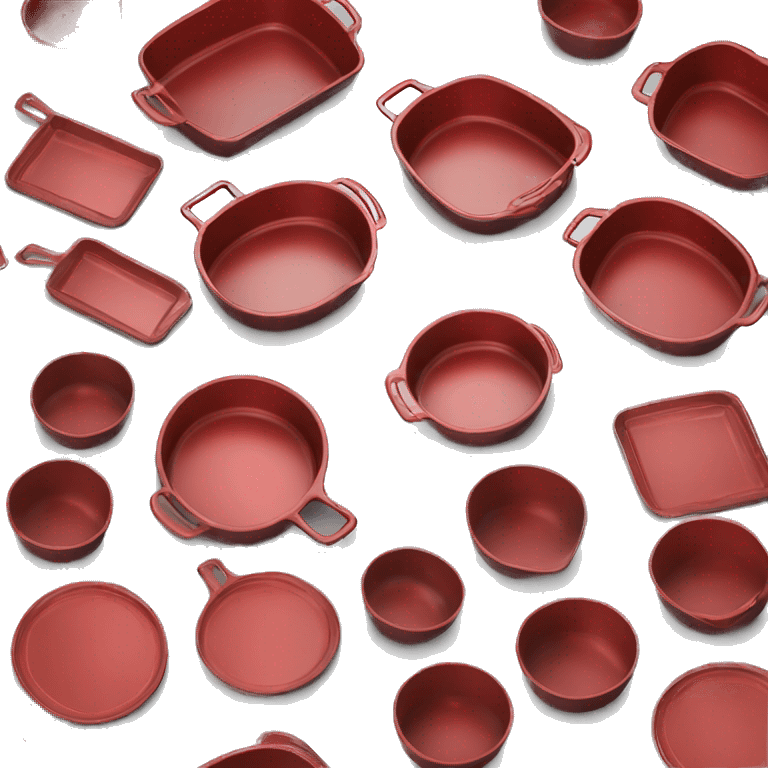 Realistic empty metallic red baking pan with handles emoji