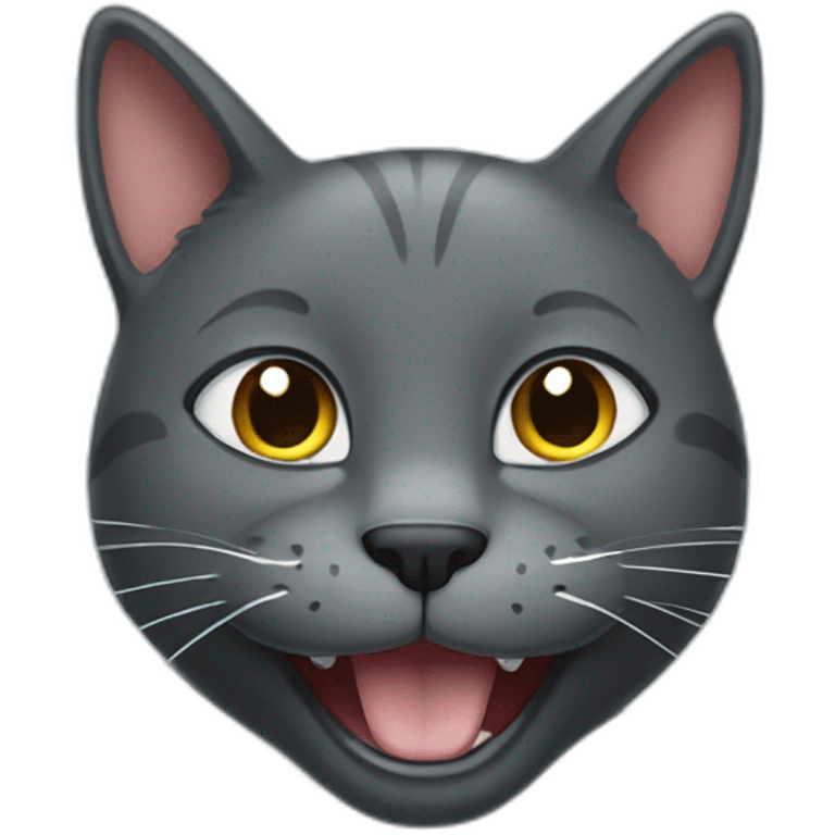 Happy Dark grey cat smiling  emoji