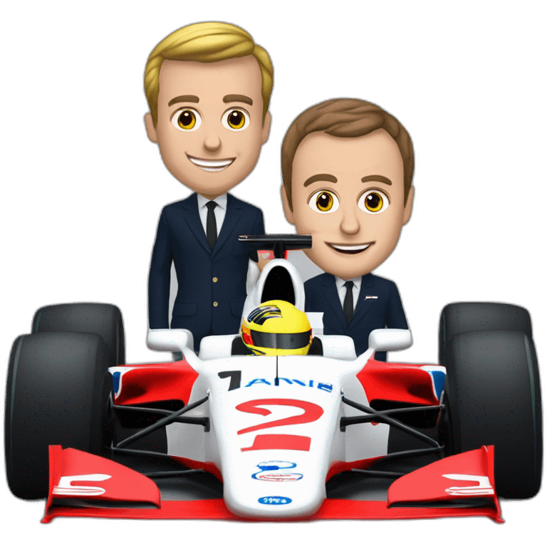 Squeezie et Macron dans une formulaFormule 1 (GP explorer) emoji