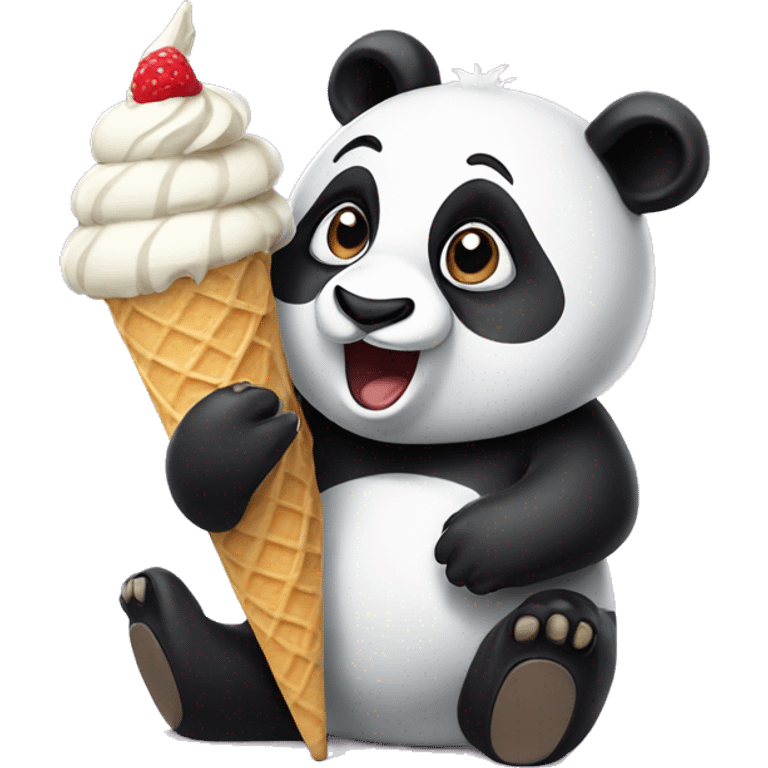 Panda eating ice cream emoji