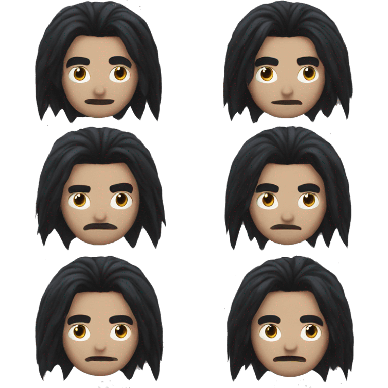 Long black haired, goth man emoji