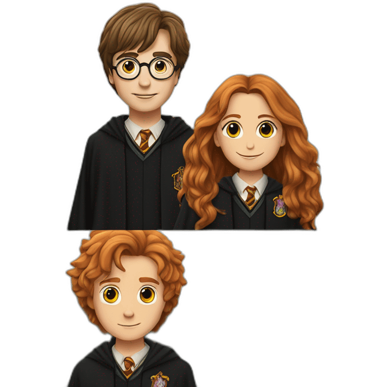 harry potter with ron weasley and hermoine granger sunset in background emoji