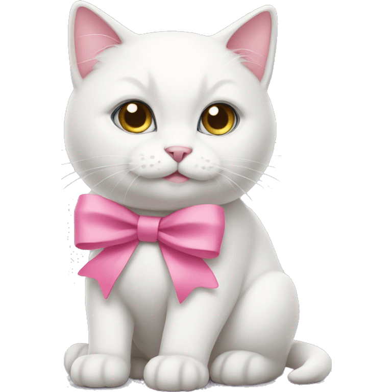 white cat with pink bow emoji