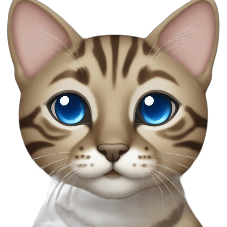 Dark beige/grey Bengal cat with blue eyes emoji