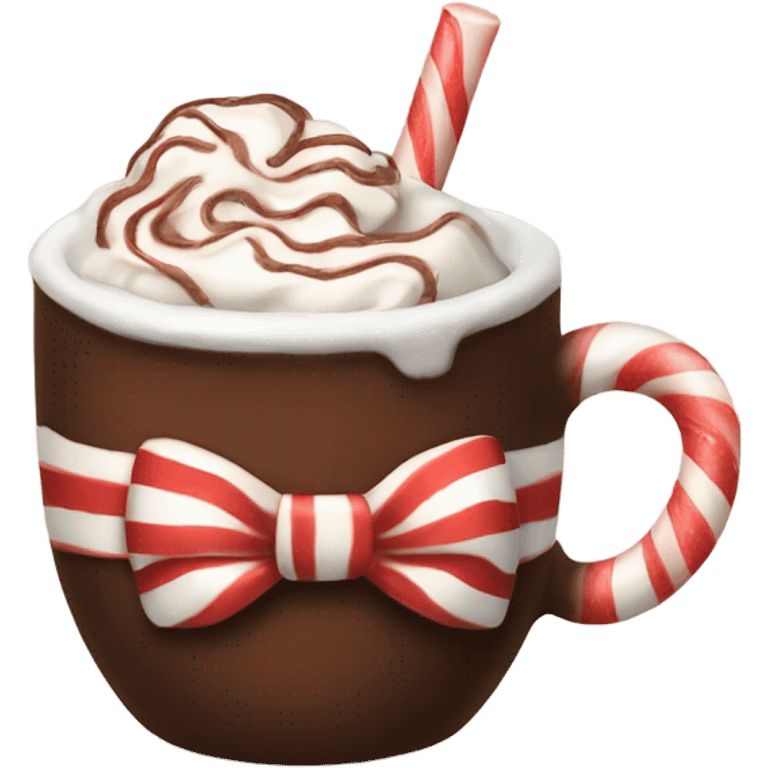 Peppermint hot chocolate with a bow emoji