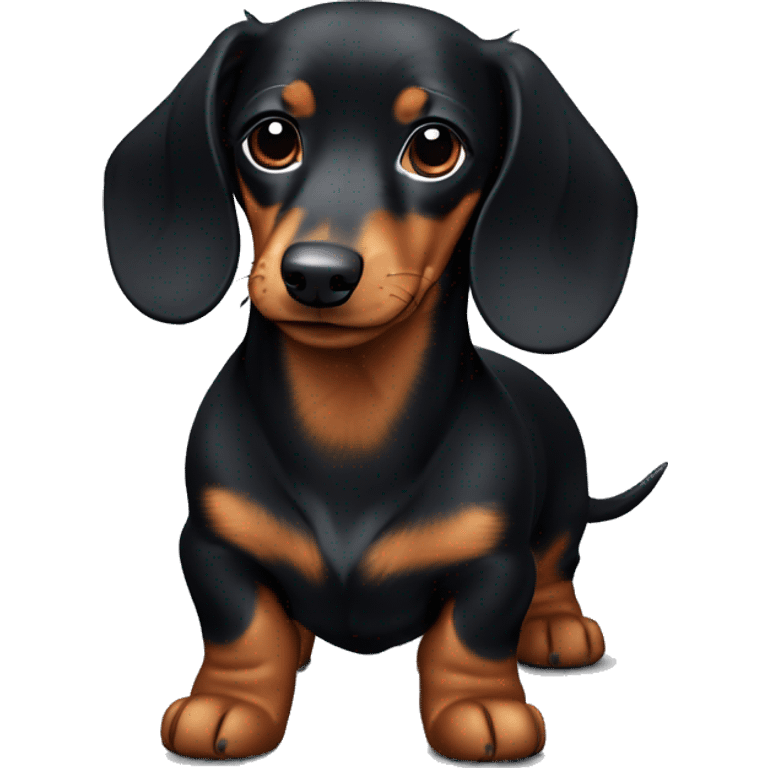 Black and tan long hair dachshund with a  tiny patch of white on the chest  emoji