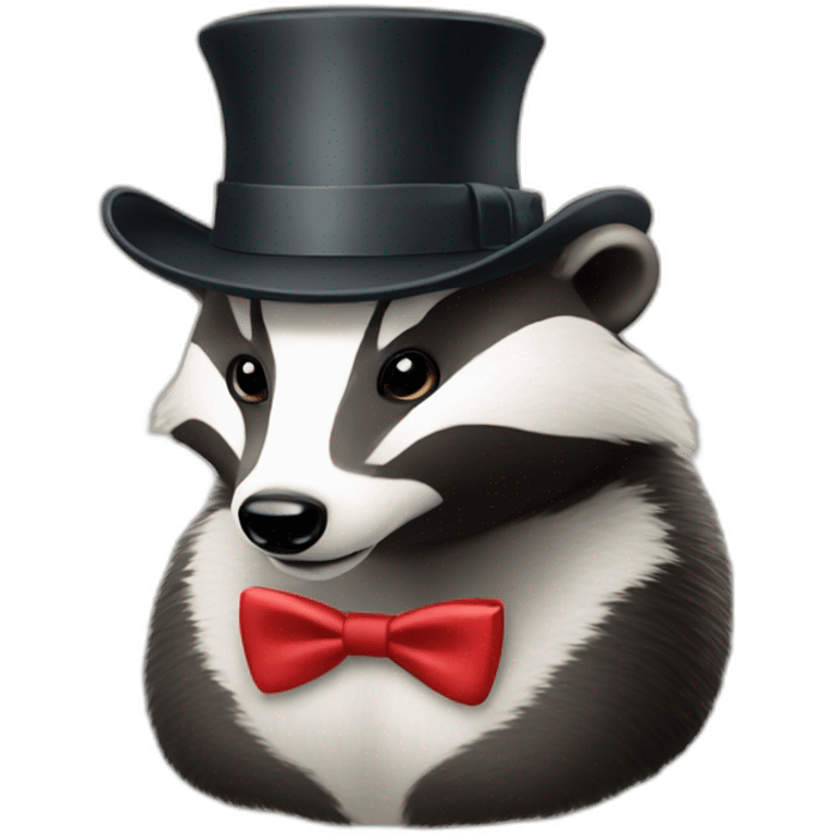 A badger with an elegant hat using a calculator  emoji