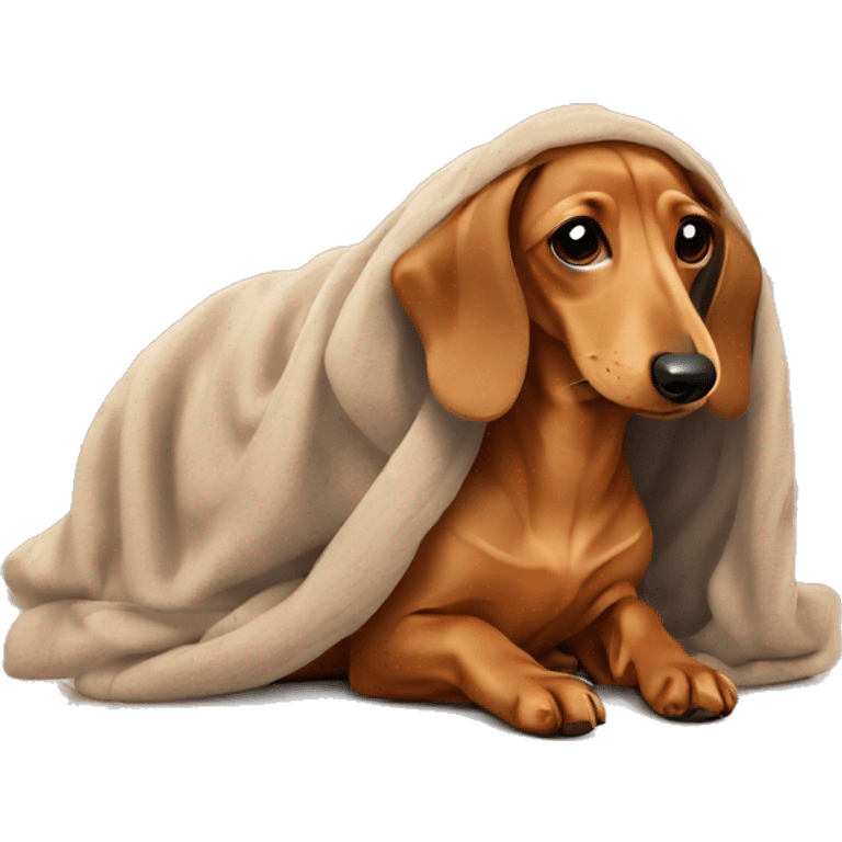 beige dachshund in cozy blanket  emoji