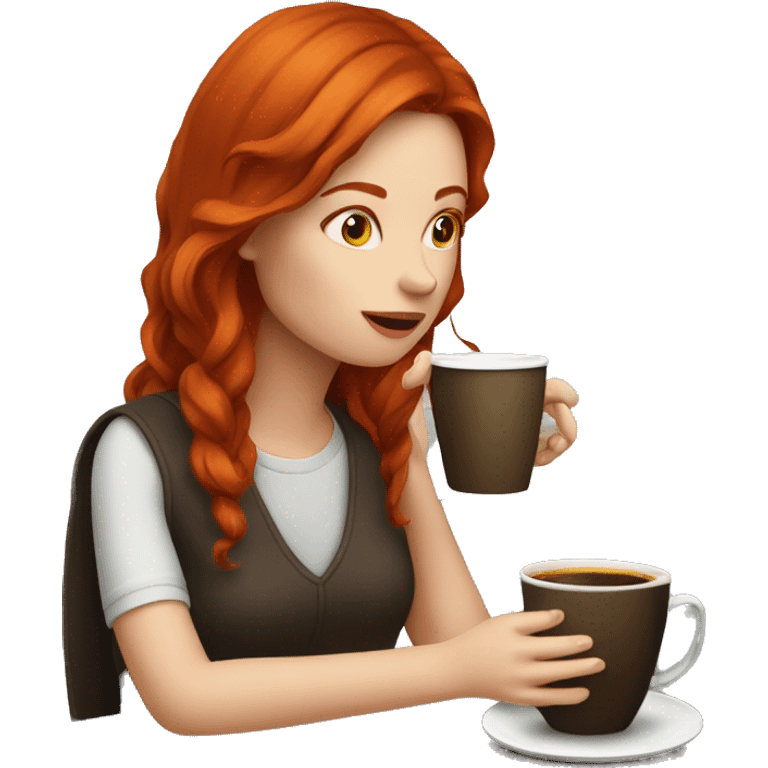 Red head girl drinking coffee emoji