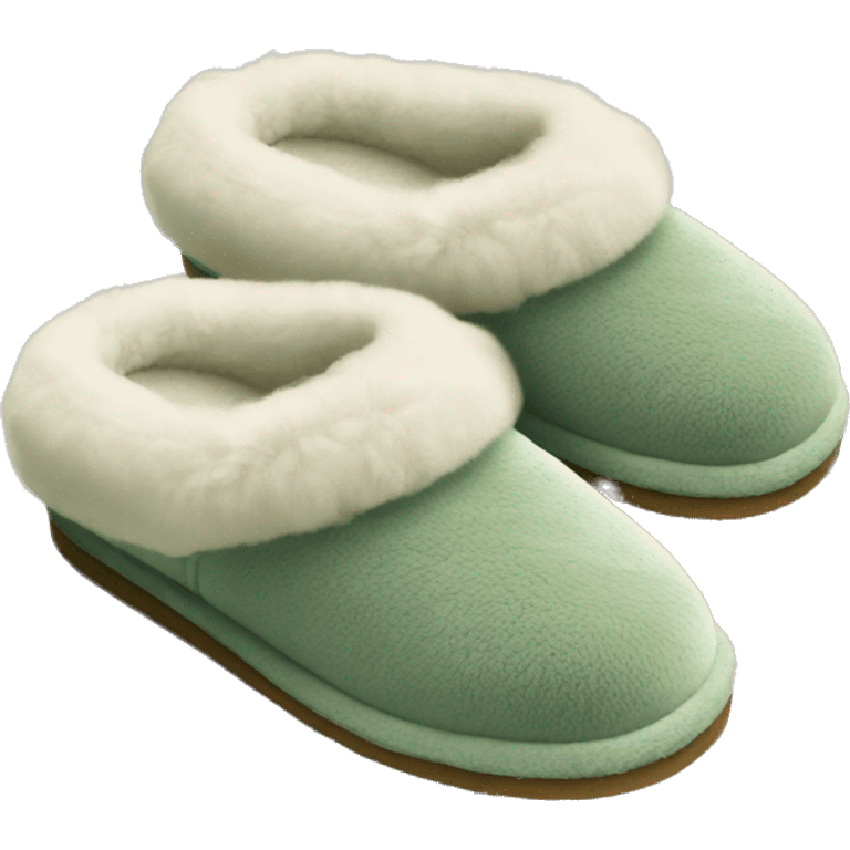 fuzzy slippers uggs sage green emoji