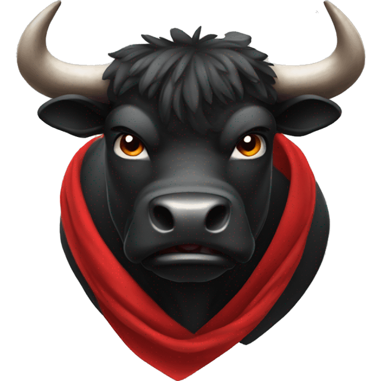 black bull using red scarf feeling angry emoji