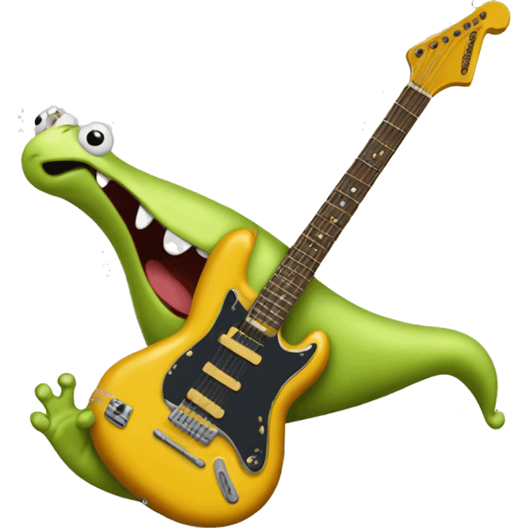 Happy slug playing electric guitar emoji