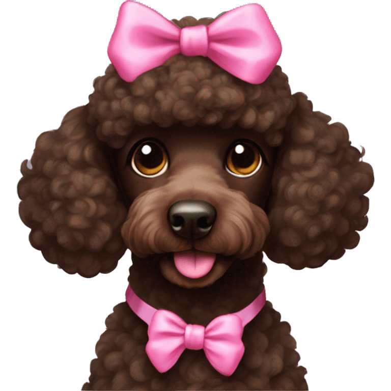 dark brown poodle with pink bow on head emoji