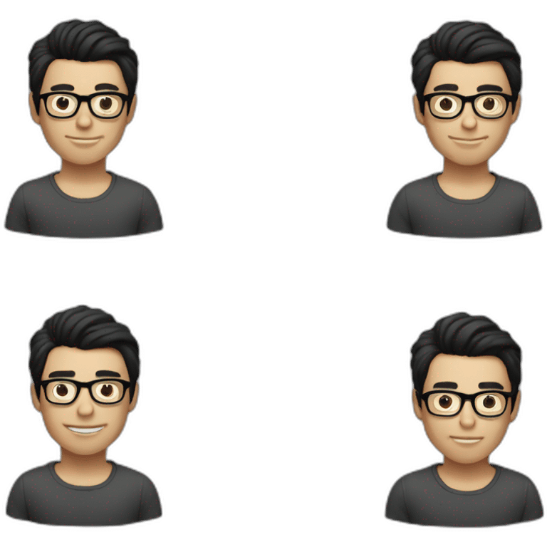 slim smart guy black hair and white skin color with glasses emoji