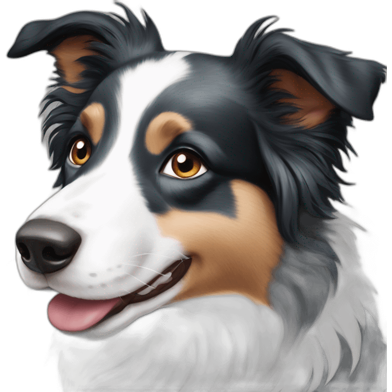 Border collie black and white blue merle  emoji