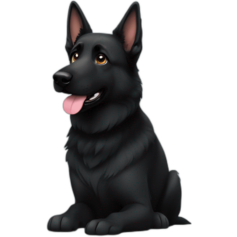 Black german shepherd with hear emoji