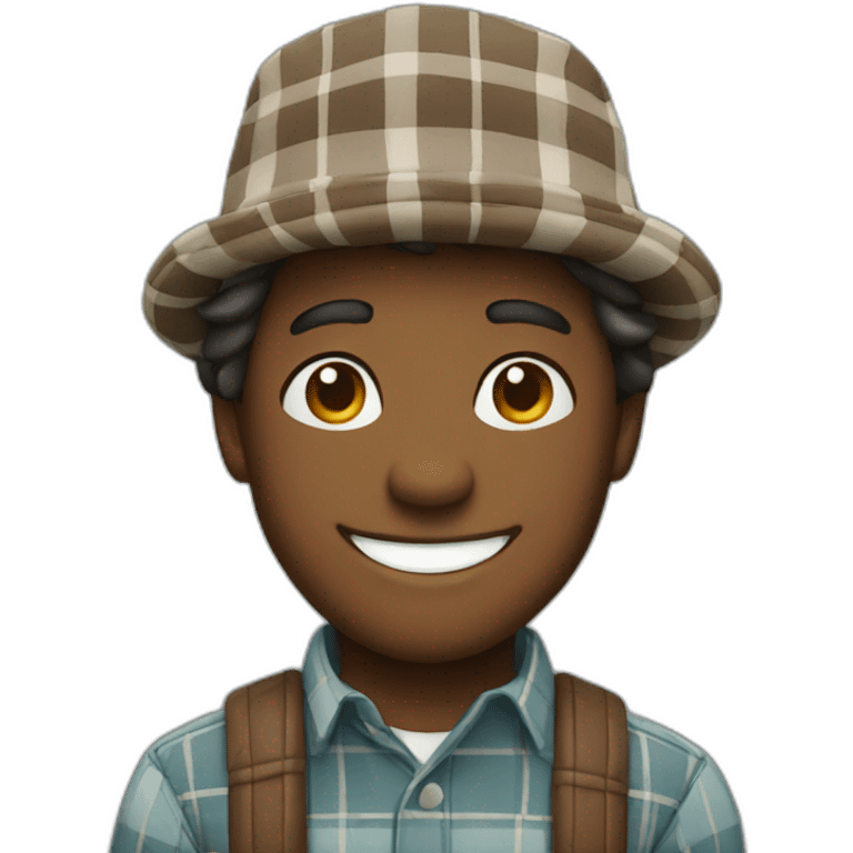 smiling guy in plaid hat emoji