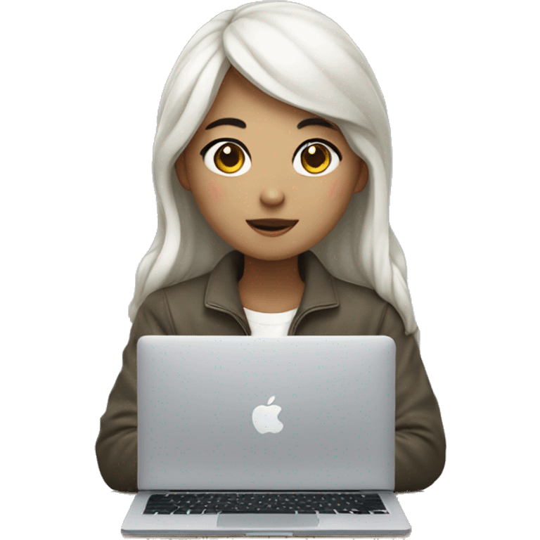 Korean girl with macbook emoji