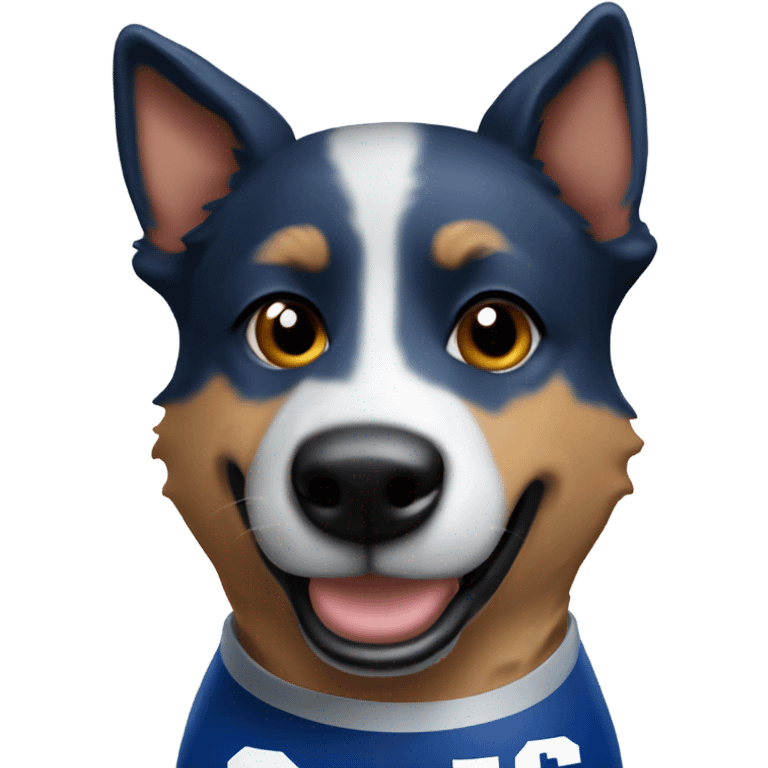 Blue heeler wearing Colts jersey  emoji